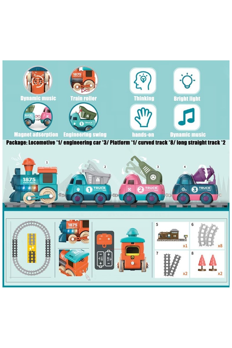 Lighting & Music Train Toy for Kids, Magnetic Train Toys for Toddlers 3+, Electric Train Set with Train Tracks Accessories Battery Operated, Birthday for Boys Girls Age 4 5 6 7 - Image 3