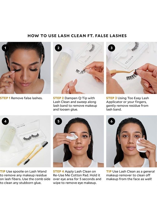 Velour Lashes منظف رموش فلوور - مزيل مكياج سائل خالي من الزيت للعيون، الرموش الصناعية، والوجه - لطيف ونباتي (140 مل) - Image 2