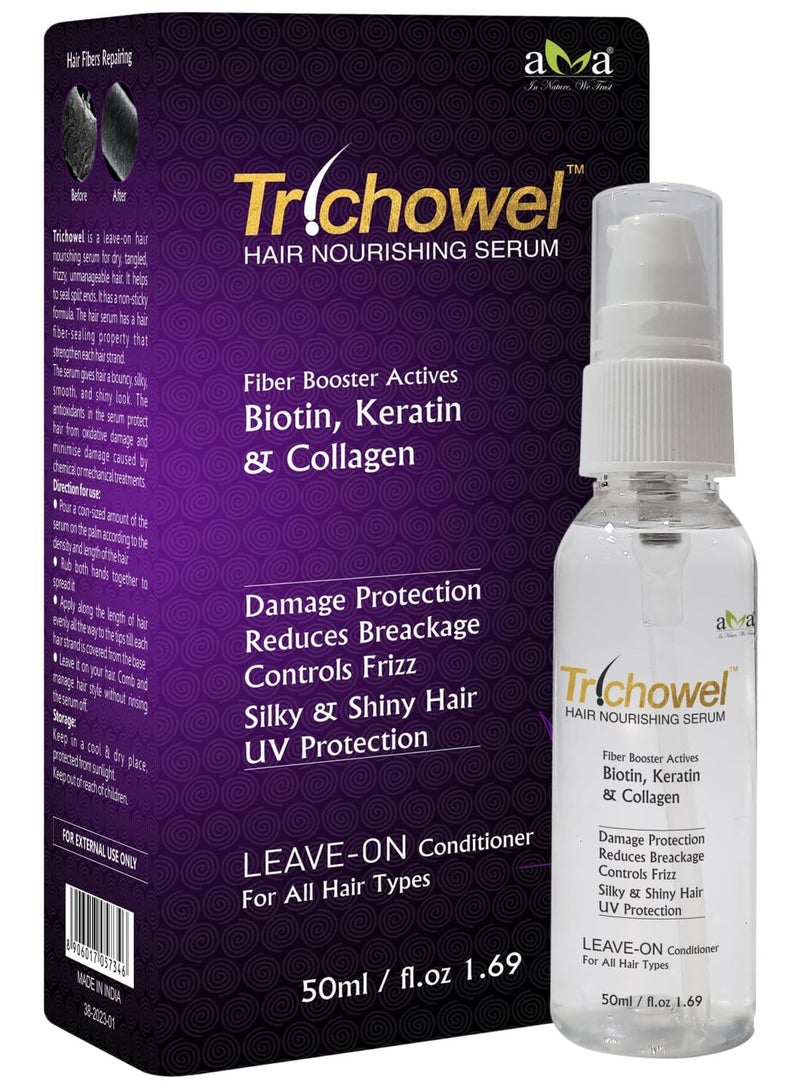Vegetal Trichowel Hair Nourishing Serum 50ml, Strengthens Repair Nourishes for All Hair Types UV Protection - Image 1