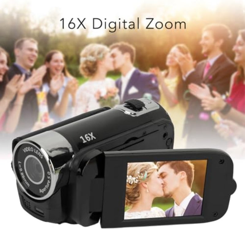 ' digital camera for travel: 16MP, 1080P, 2.4 rotating screen, built-in fill light, vintage handheld design, black plastic body - Image 3