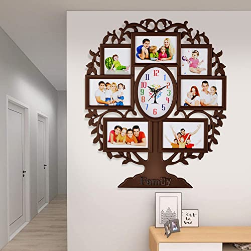 Harbour Analog Latest Stylish New Models Wall Clock with Photo Frames for Home Living Room Hall Bedroom (Size Height 58 CM X Width 48CM)- Home Decor Big Size Wall Clock Mz CPPR 6 - Image 1