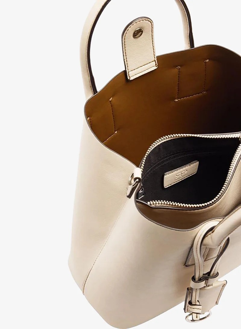 Parfois White Plain Tote Bag With Pendant for Women | Best Price UAE