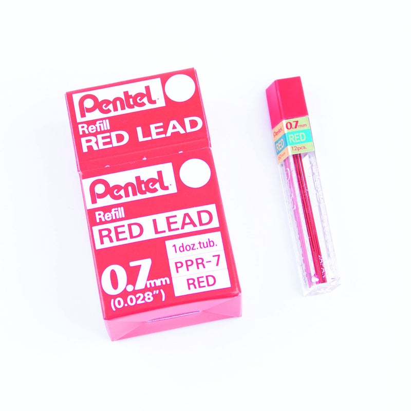 Pentel Refill 12 Pack, 0.7mm, Medium, Lead Red (PPR-7) - Image 5