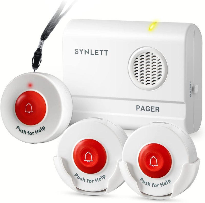 SYNLETT Caregiver Pager 3 Wireless Nurse Call Buttons for Elderly Monitoring SOS Alert System Portable Alarm Call Bell for Nursing Home Care Seniors Patients Emergency - Image 1