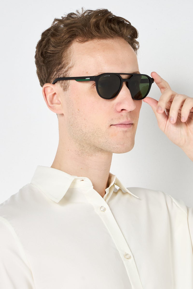 LACOSTE Men L6008S Round Sunglasses, Black - Image 2