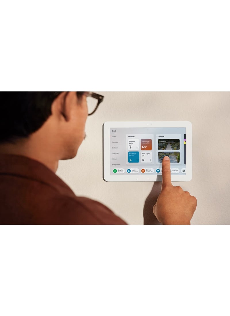 Echo Hub is a smart home control panel with an 8-inch screen size and Alexa support, compatible with thousands of devices, latest version (white)