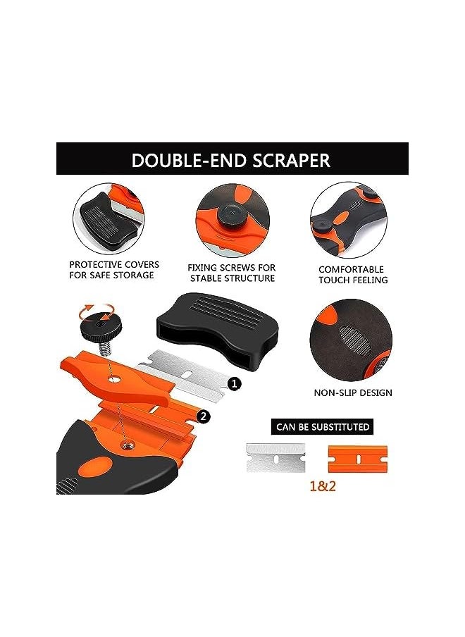 PROMASS promass Razor Blade Scraper, 2 Pack Razor Scraper Tool with 10 Plastic and 20 Metal Razor Blades, Cleaning Scraper, for Removing Label, Registration Sticker, Tint, Grease from Windshield, Glass  - Image 4