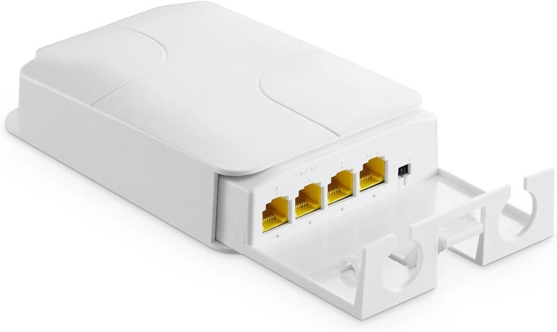 ممتد يو لينكا الخارجي 4 منافذ جيجابت PoE، 1 PoE داخلي و3 PoE خارجي، مكرر PoE IEEE 802.3 af/at بقوة 30 واط مع سرعة 10/100/1000 ميجابت في الثانية، مفتاح PoE تمريري مقاوم للماء للتركيب على الحائط - Image 1