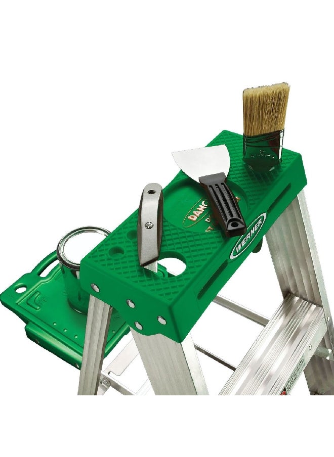 3-Step Aluminum Ladder Silver and Green 4 ft 354