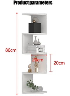 DAREU Corner Shelf 5 Tier Shelves For Wall Storage, Easy-To-Assemble Floating Wall Mount Shelves For Bedrooms And Living Rooms, Espresso Finish (White)  - Image 4