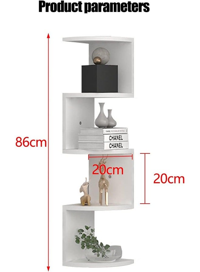 DAREU Corner Shelf 5 Tier Shelves For Wall Storage, Easy-To-Assemble Floating Wall Mount Shelves For Bedrooms And Living Rooms, Espresso Finish (White) - Image 4