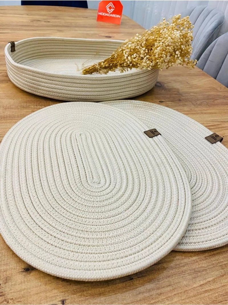 بدز ديري BDZ Leather Wicker Jute Presentation Plate Coaster American Service Oval Service Plate and Basket 3 Pieces