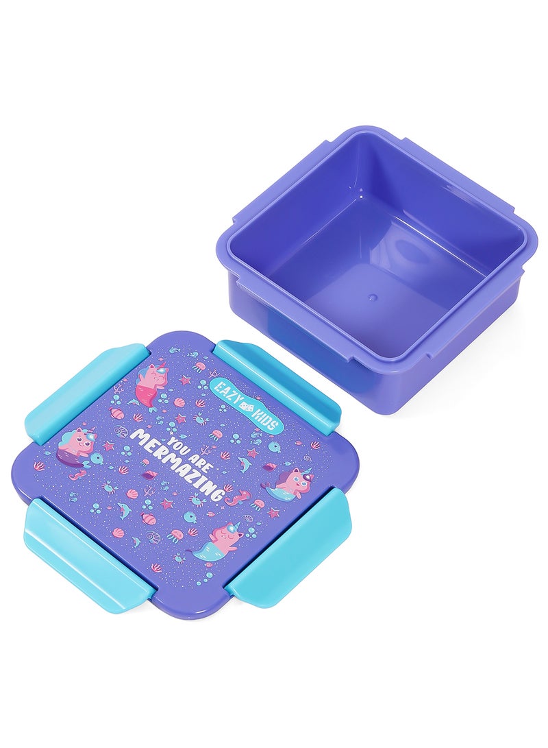 Eazy Kids صندوق غداء مصنوع من مواد خالية من BPA والفثالات، حورية البحر - بنفسجي، 650 مل - Image 5