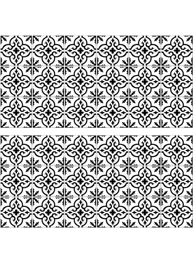 Raxoom Ornate Black And White Tile Backsplash Peel And Stick Giant Wall Decal, Easy Bathroom or Kitchen Backsplash - Image 2