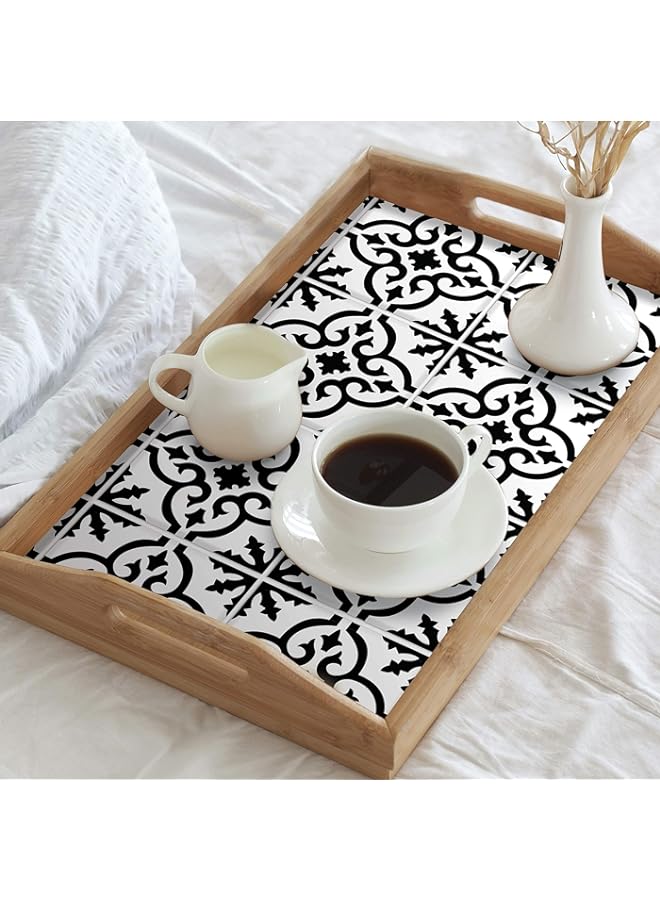 Raxoom Ornate Black And White Tile Backsplash Peel And Stick Giant Wall Decal, Easy Bathroom or Kitchen Backsplash - Image 5