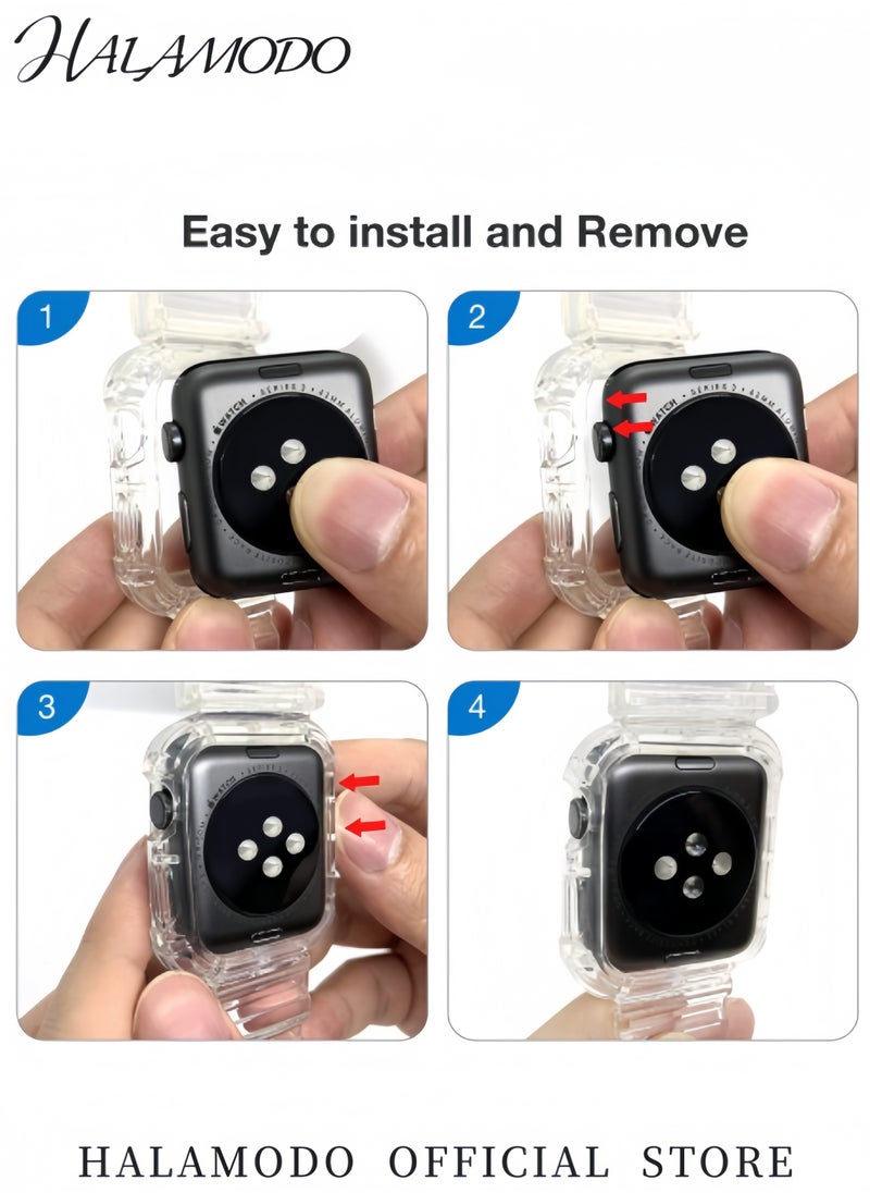 Generic - Watch Band Compatible for Apple Watch 42 44mm Clear Band Soft Shockproof Band Strap Anti Scratch Watch Band Waterproof Replacement Band for Women & Men - Image 1