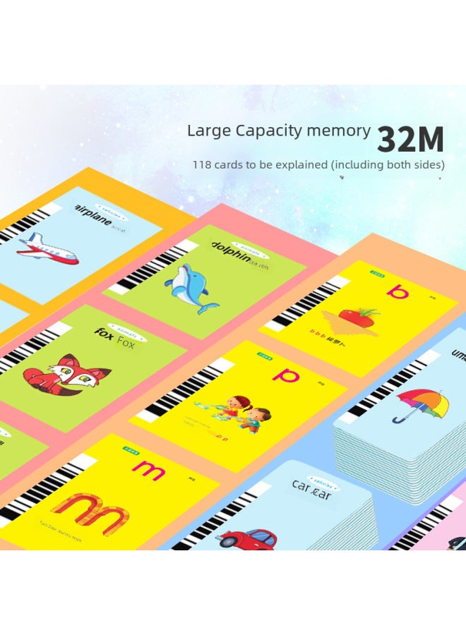 Cartoon Puzzle Children's Learning Machine Audiobook Smart Card Machine Children's Card Early Education Machine Hot Sale-Color:Pink Cute Dragon [full British Version] Card Early Education Machine [includes 118 Cards]  - Image 4