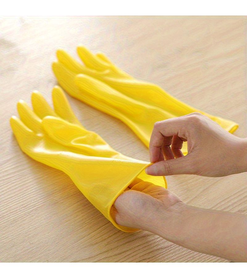 8 Pack Yellow Latex Dishwashing Gloves M Size Reusable Soft Durable Kitchen Bathroom Outdoor Cleaning - Image 4