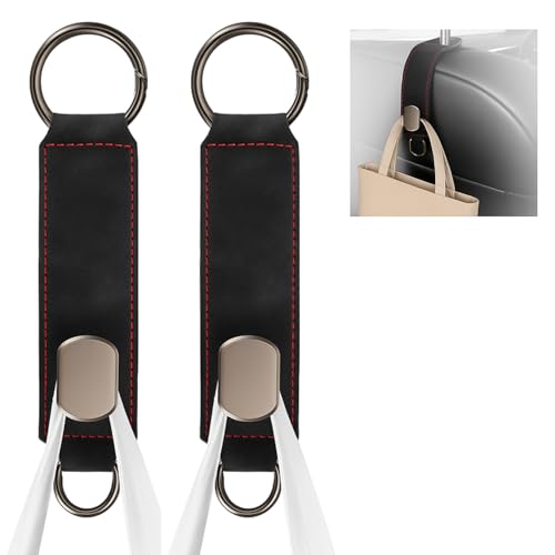 Nibbler Set of 2 Car Seat Hooks, Car Seat Back Storage Hook, Headrest Hooks for Car, Car Hooks for Purses and Bags (Black) - Image 1