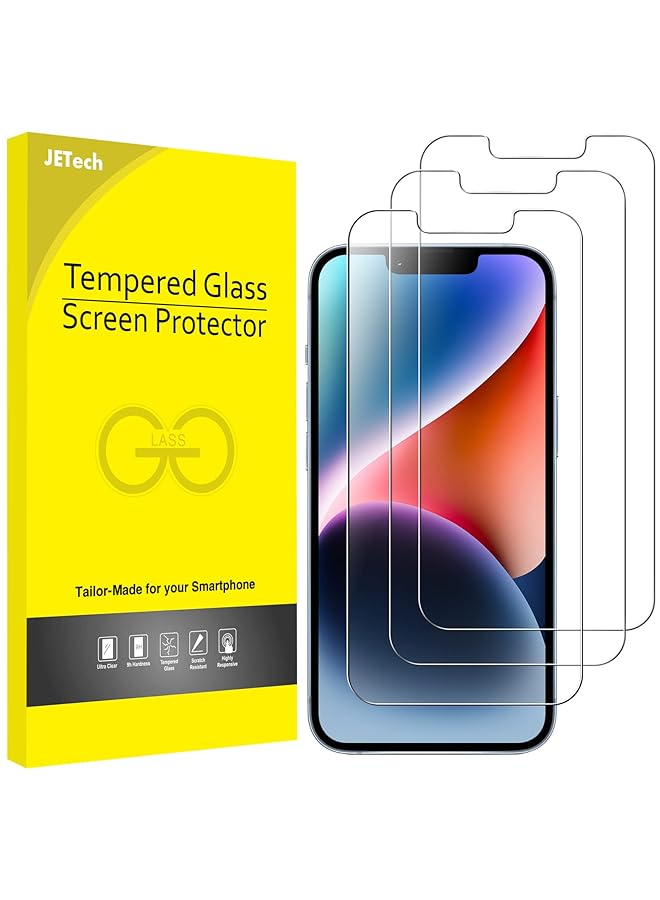 جي تيك واقي شاشة لهاتف آيفون 14 بلس 6.7 بوصة من الزجاج المقسى 3 عبوات - Image 1