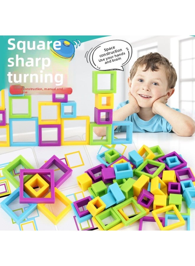 لعبة تدريب التفكير المنطقي المربعة للأطفال، لعبة تعليمية تفاعلية بين الوالدين والطفل - اللون: كتلة دورة حادة - Image 3