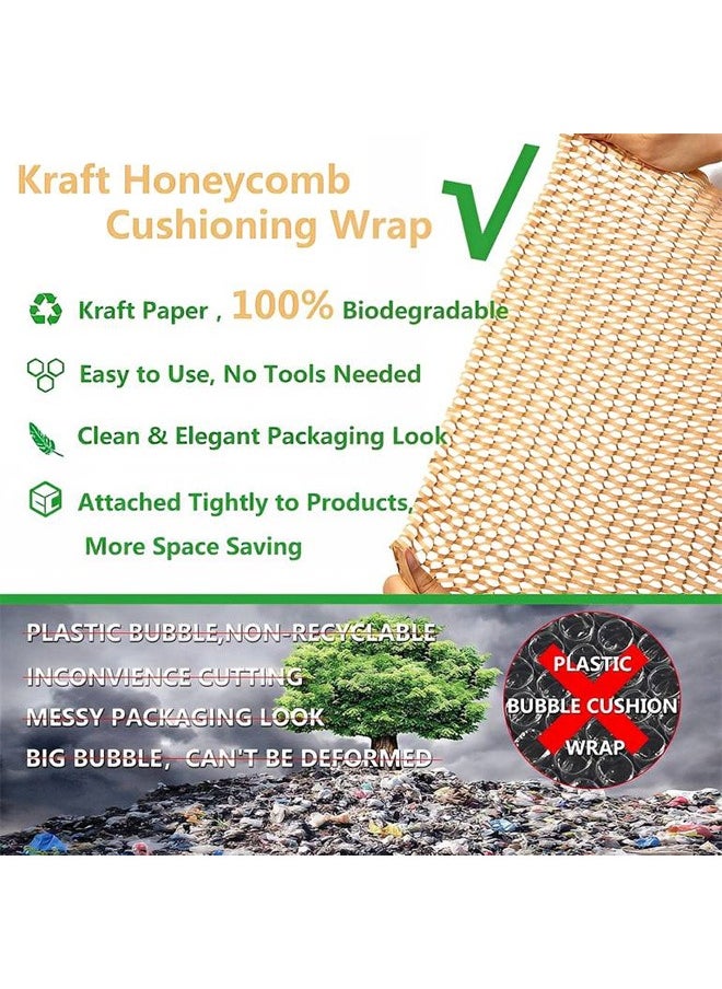 Taimi - Eco Friendly Packaging Honeycomb Packing Paper for Moving Dishes Breakables Bubble Cushion Wrap Roll Bulk Gift Wrapping Shipping Supplies Box Void Filler Fragile Items - Size: 50cmX50m - Image 1