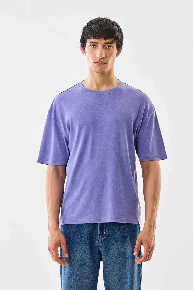 سنيتش Lavender Solid Half Sleeve Oversized Core Lab T-Shirt