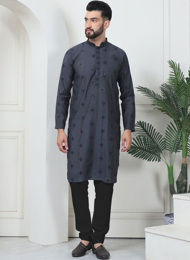 Sojanya Floral Embroidered Kurta with Churidar for Men - Image 1