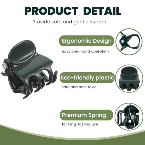 CHZKVOY 100 Pcs Standard Orchid Clips - 0.7-inch Max Opening, Dark Green Plant Support Clips, Gentle Hold with No Damage for Phalaenopsis and Small-Medium Stems - Image 4