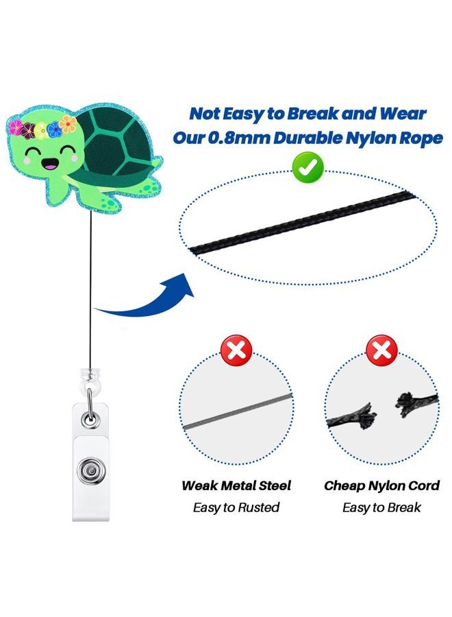 BEZTN Cute Girly Sea Turtle Badge Reel, Funny ID Badge Holder with Retractable Clip, Animal Work Badge Clip for RN CNA LPN LVN Hospital Medical Worker Doctor Teacher Nursing Student - Image 5