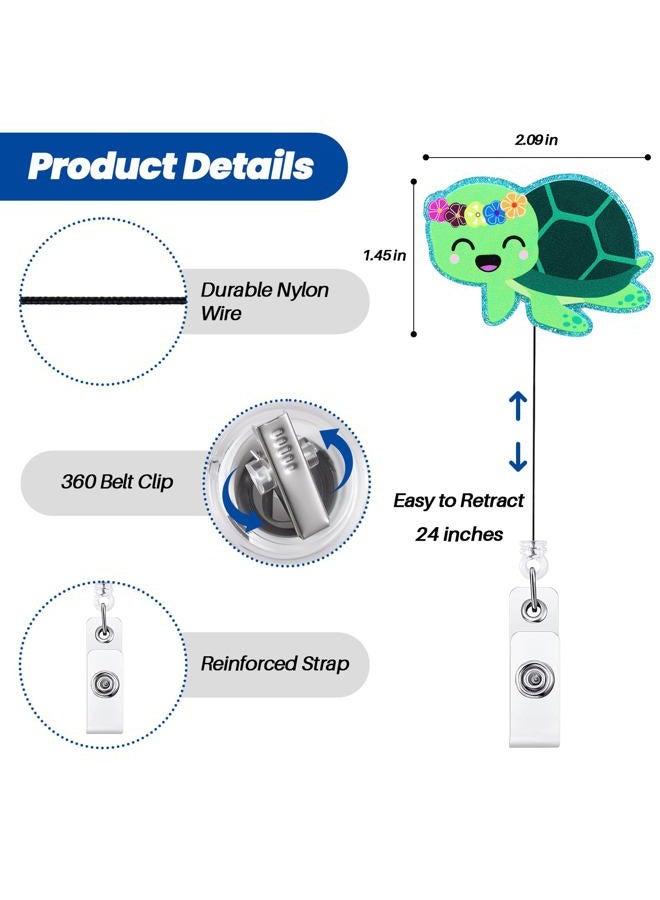 BEZTN Cute Girly Sea Turtle Badge Reel, Funny ID Badge Holder with Retractable Clip, Animal Work Badge Clip for RN CNA LPN LVN Hospital Medical Worker Doctor Teacher Nursing Student - Image 4