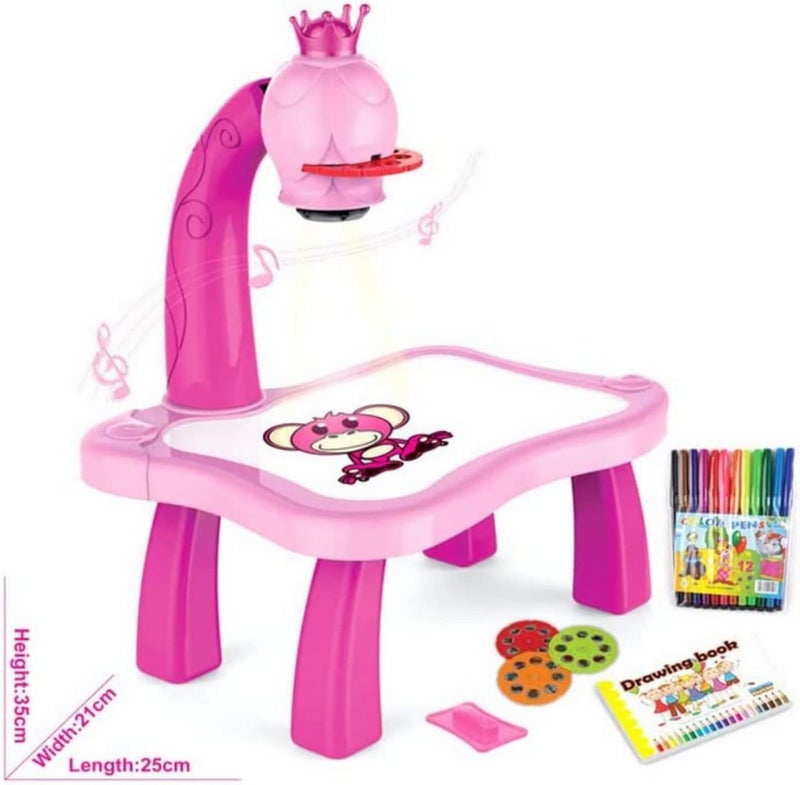SHAKTISM Kids Drawing Projector with LED Light and Music, Educational Art Tracing Board, Erasable Drawing Pad for Early Learning - Random Colour - Image 3