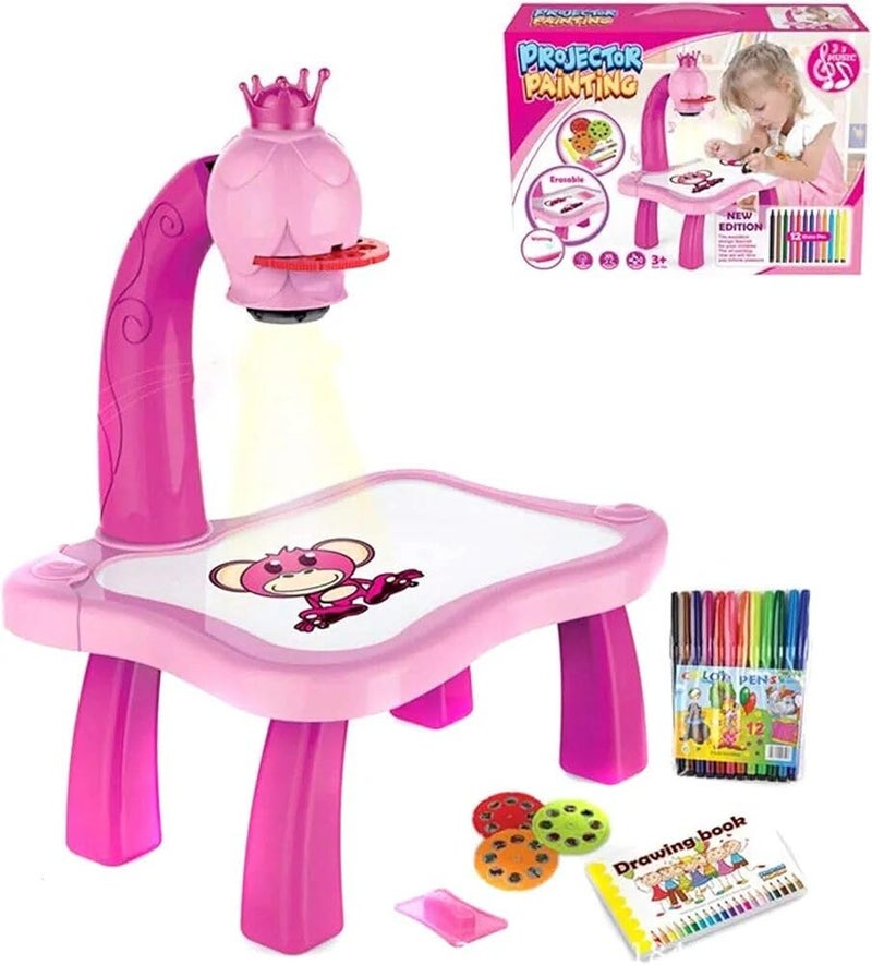 SHAKTISM Kids Drawing Projector with LED Light and Music, Educational Art Tracing Board, Erasable Drawing Pad for Early Learning - Random Colour - Image 5