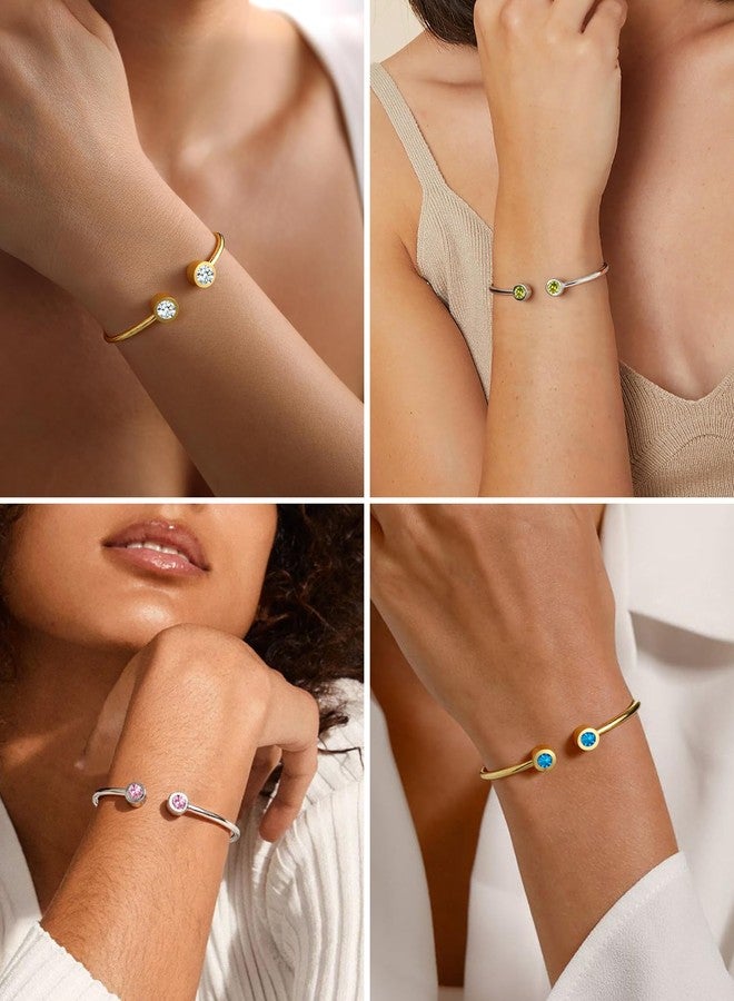 PROSTEEL October Birthstone Bangle Bracelets for Women Tourmaline Cuff Bracelet Stainless Steel Crystal Bangle Bridesmaid Jewelry for Women - Image 3