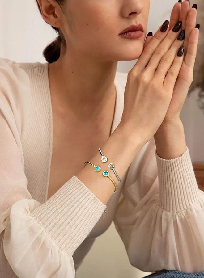 PROSTEEL October Birthstone Bangle Bracelets for Women Tourmaline Cuff Bracelet Stainless Steel Crystal Bangle Bridesmaid Jewelry for Women - Image 2