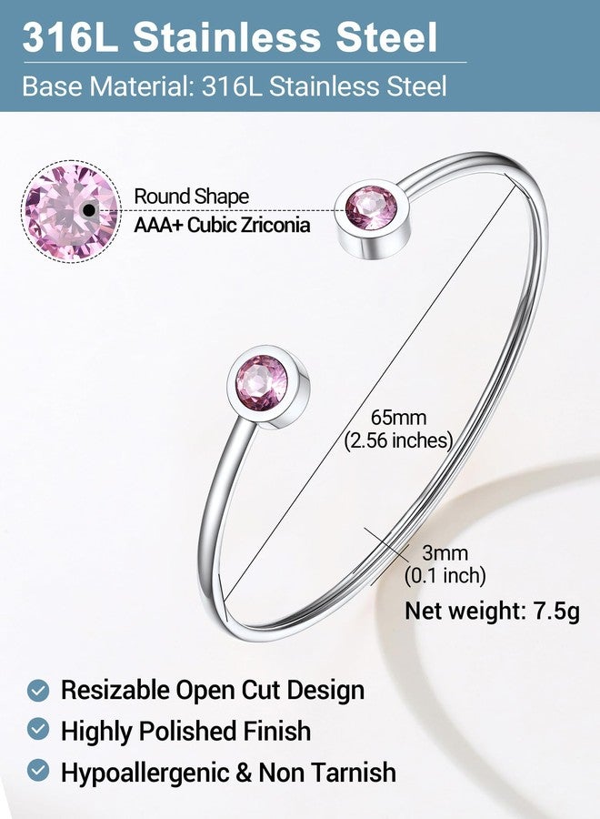 PROSTEEL October Birthstone Bangle Bracelets for Women Tourmaline Cuff Bracelet Stainless Steel Crystal Bangle Bridesmaid Jewelry for Women - Image 4