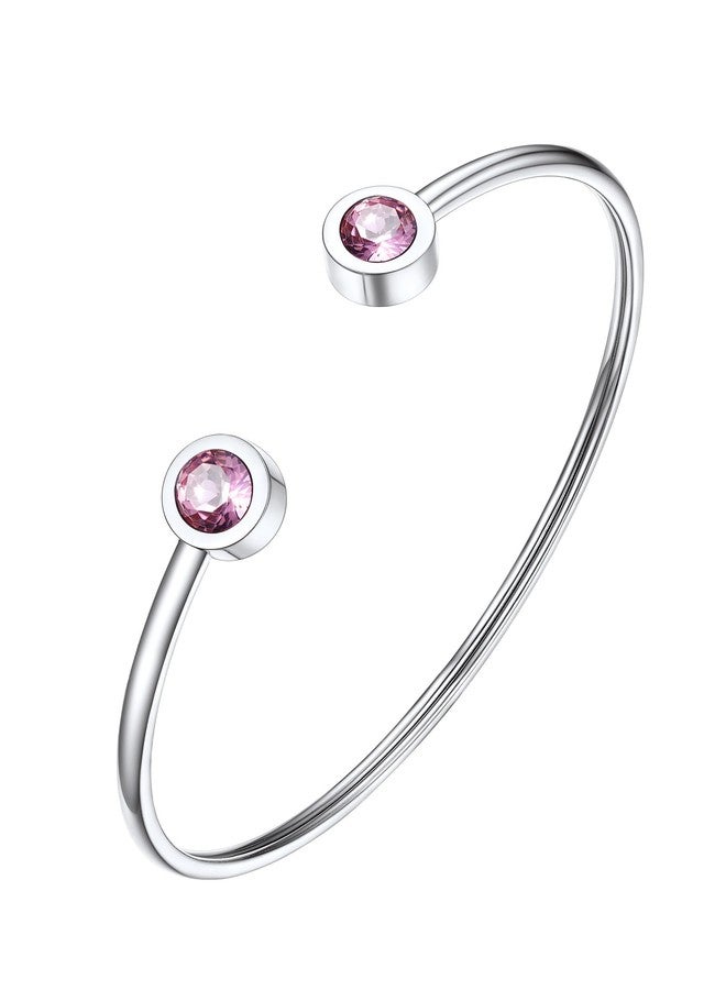 PROSTEEL October Birthstone Bangle Bracelets for Women Tourmaline Cuff Bracelet Stainless Steel Crystal Bangle Bridesmaid Jewelry for Women - Image 1