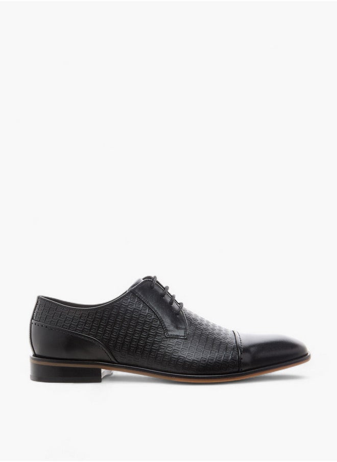 DUCHINI Men's Textured Derby Shoes with Lace-Up Closure  - Image 3