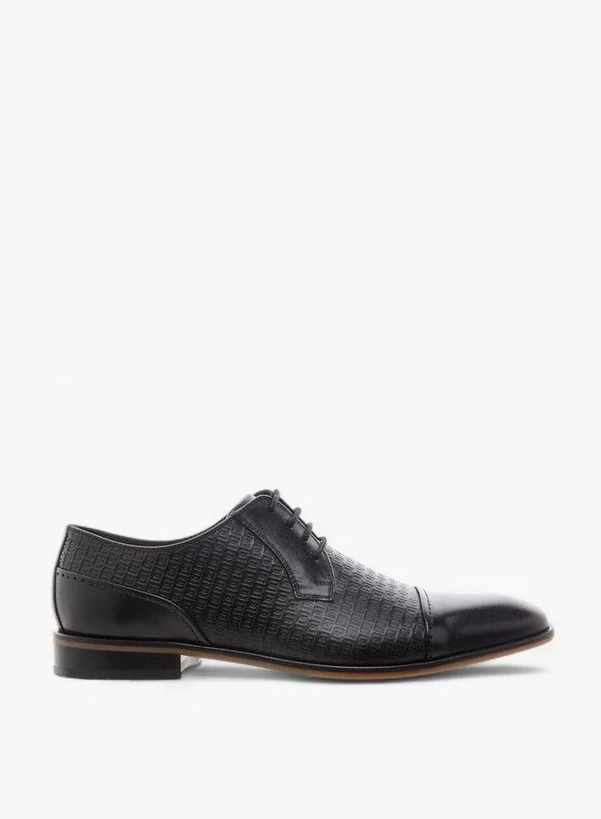 DUCHINI Men's Textured Derby Shoes with Lace-Up Closure
