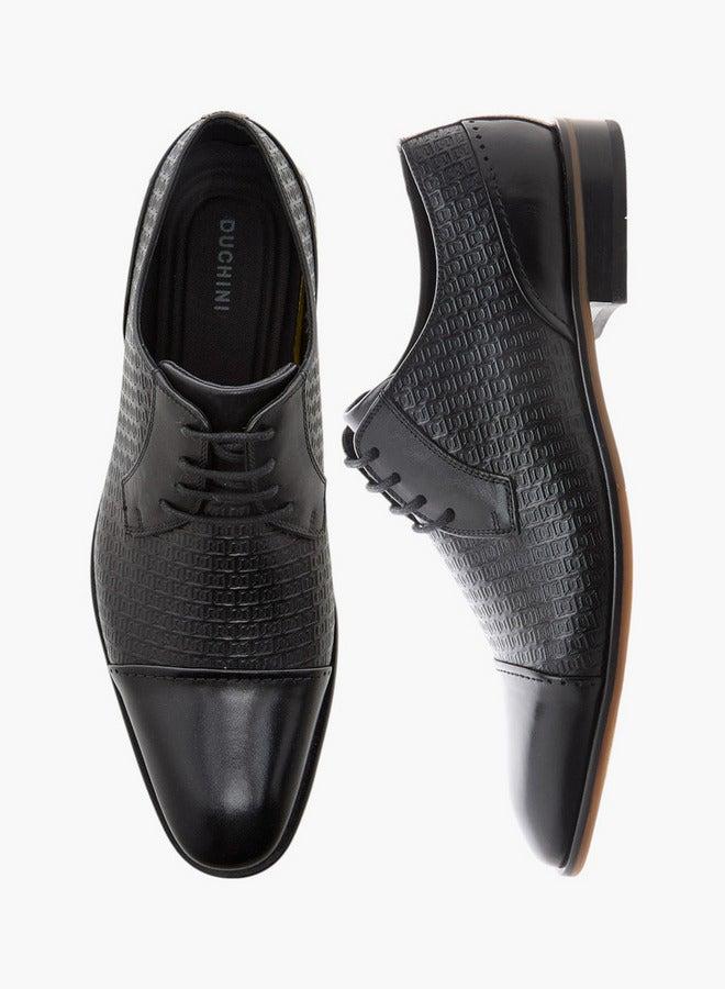 DUCHINI Men's Textured Derby Shoes with Lace-Up Closure - Image 3