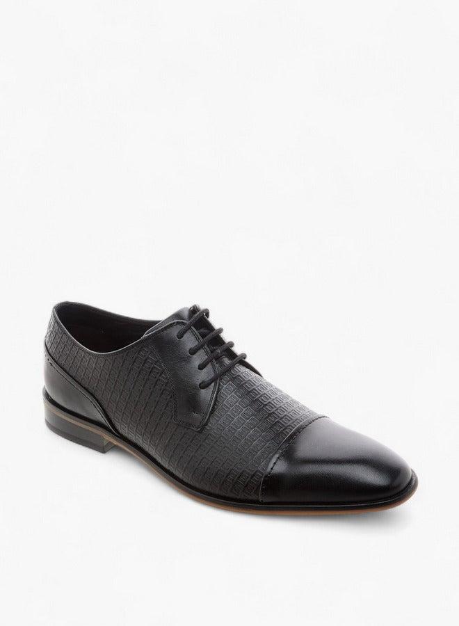 DUCHINI Men's Textured Derby Shoes with Lace-Up Closure - Image 1