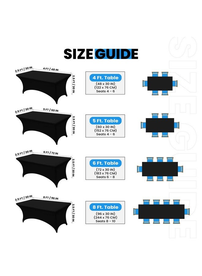 Utopia Kitchen مفرش طاولة يوتوبيا كيتشن 4 قدم من سباندكس [عبوة واحدة، أسود] 200 جرام لكل متر مربع قابل للتمدد، مناسب، قابل للغسل ومقاوم للتجاعيد غطاء طاولة مستطيل للمعارض التجارية، حفلات الزفاف، الحفلات [48 × 30 × 30 بوصة] - Image 2