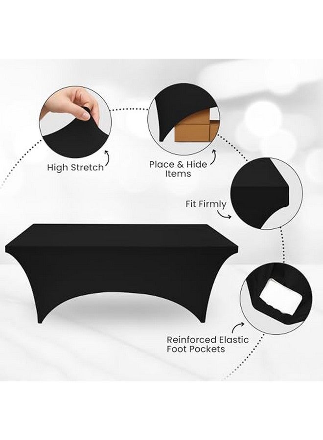 Utopia Kitchen مفرش طاولة يوتوبيا كيتشن 4 قدم من سباندكس [عبوة واحدة، أسود] 200 جرام لكل متر مربع قابل للتمدد، مناسب، قابل للغسل ومقاوم للتجاعيد غطاء طاولة مستطيل للمعارض التجارية، حفلات الزفاف، الحفلات [48 × 30 × 30 بوصة] - Image 5