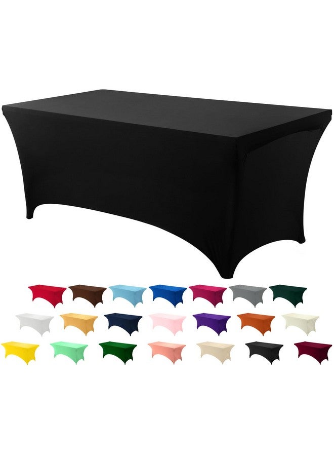 Utopia Kitchen مفرش طاولة يوتوبيا كيتشن 4 قدم من سباندكس [عبوة واحدة، أسود] 200 جرام لكل متر مربع قابل للتمدد، مناسب، قابل للغسل ومقاوم للتجاعيد غطاء طاولة مستطيل للمعارض التجارية، حفلات الزفاف، الحفلات [48 × 30 × 30 بوصة] - Image 1