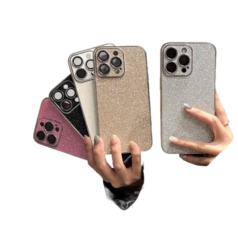 غطاء واقي بTPU لـ iPhone 15 / 15 Plus / 15 Pro / 15 Pro Max مع مطلي بالكهرباء وبريق نجمي مع مقاوم للصدمات مع مقاوم لبصمات الأصابع مع حماية من السقوط باللون رمادي من مادة TPU - Image 2