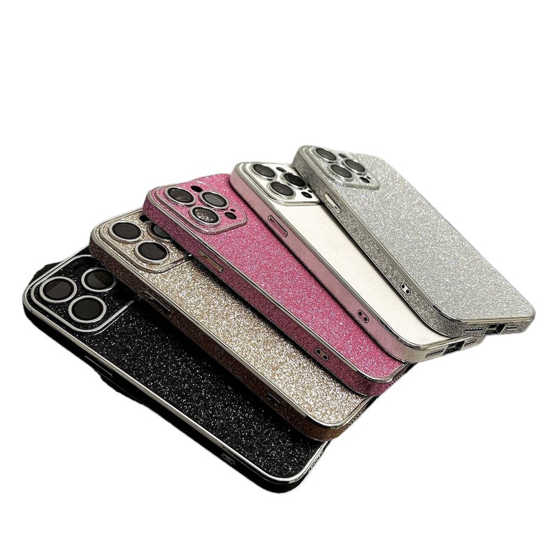غطاء واقي بTPU لـ iPhone 15 / 15 Plus / 15 Pro / 15 Pro Max مع مطلي بالكهرباء وبريق نجمي مع مقاوم للصدمات مع مقاوم لبصمات الأصابع مع حماية من السقوط باللون رمادي من مادة TPU - Image 3