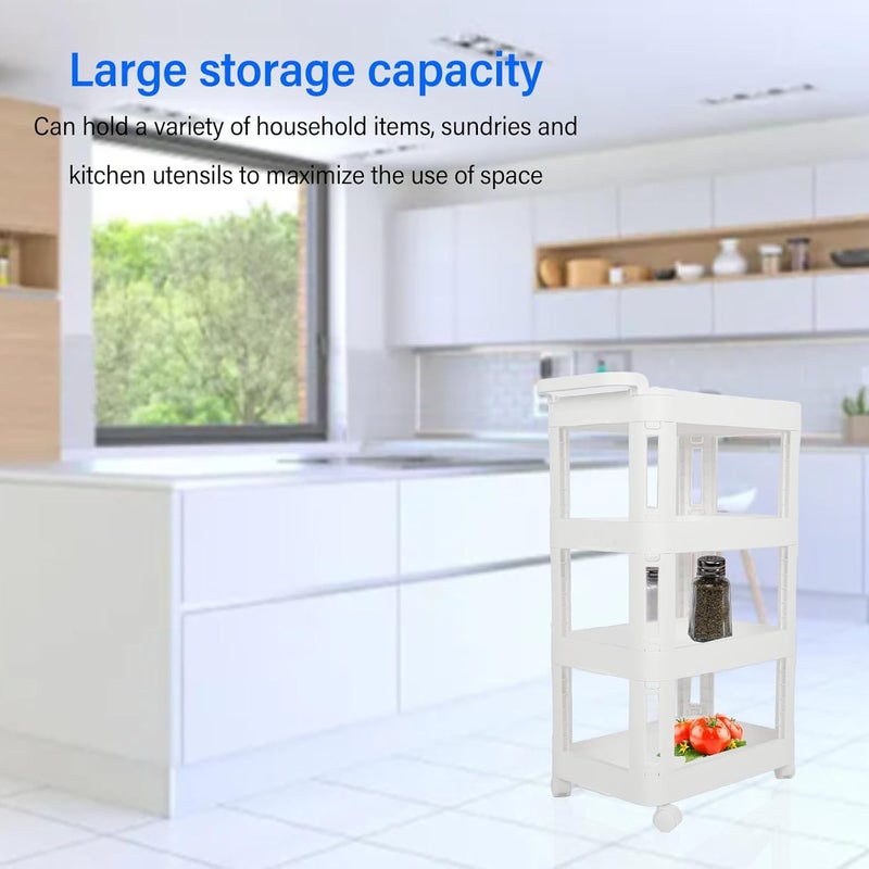 Rolling Storage Cart with Wheels, 4 Tiers Portable Mobile Utility Cart for Living Room Kitchen Classroom Dorm, Organizer Shelf for Snack, Craft, Makeup, Baby Essentials (820) - Image 2
