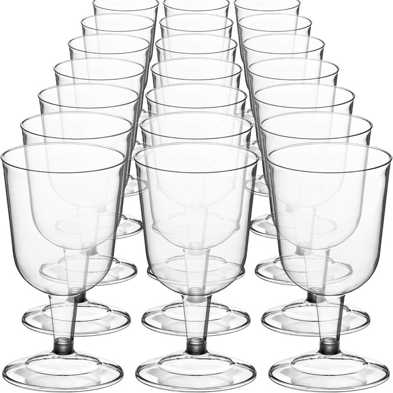 DecorRack 24 Wine Glasses, 6 Oz -BPA Free- Plastic Party Wine Cups, Perfect for Outdoor Parties, Weddings, Picnics, Stackable, Reusable, Disposable, Stemmed (Pack of 24) - Image 1
