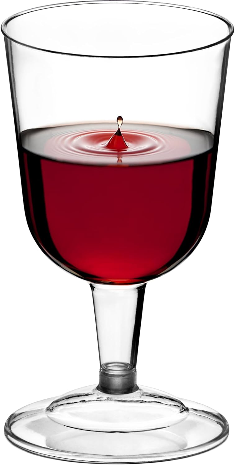 DecorRack 24 Wine Glasses, 6 Oz -BPA Free- Plastic Party Wine Cups, Perfect for Outdoor Parties, Weddings, Picnics, Stackable, Reusable, Disposable, Stemmed (Pack of 24) - Image 2