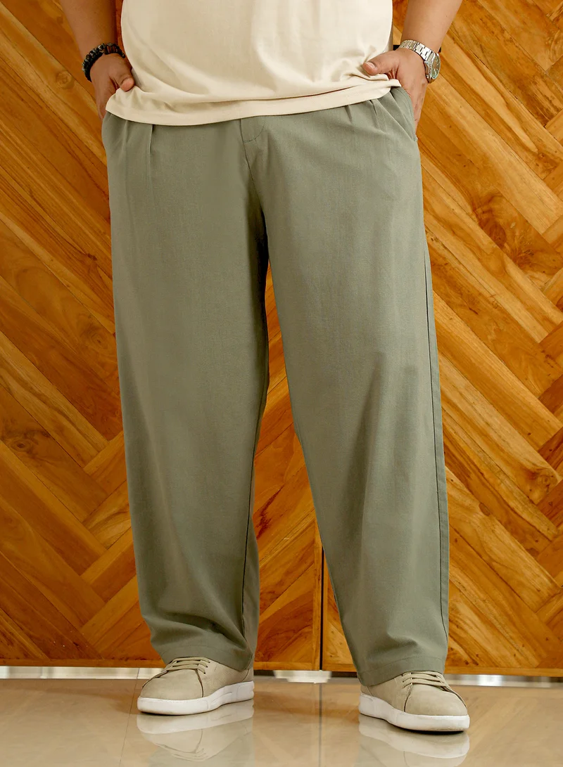 انستافاب بلس بنطلون كتان رجالي   أخضر زيتوني بقصة سيجارة للملابس الكاجوال